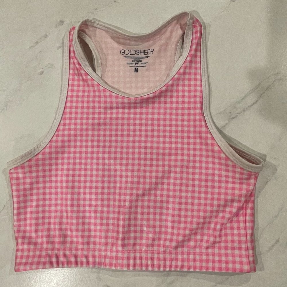 Goldsheep Pink Gingham Crop Top